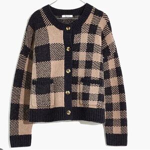 Madewell Plaid-Mix Coulburne Cardigan Sweater
